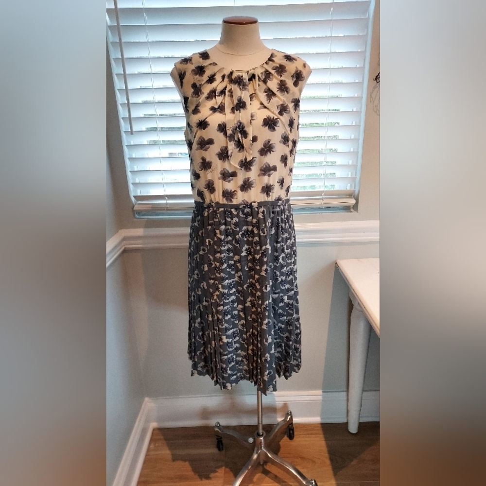 Tory Burch Floral Tie Neck Dress Sz 8